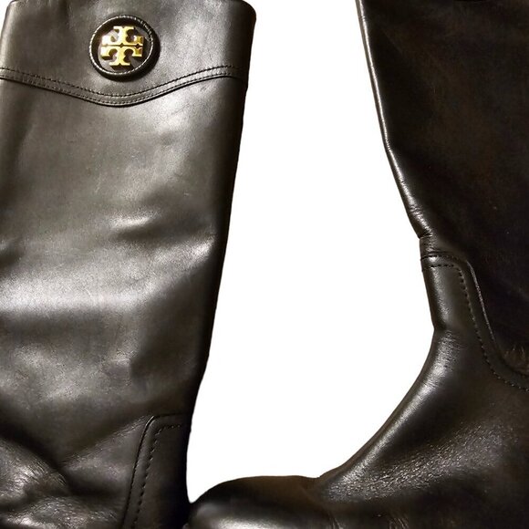 Tory Burch Ashlynn Black Leather Knee High Riding Boots 7.5M - Picture 4 of 15